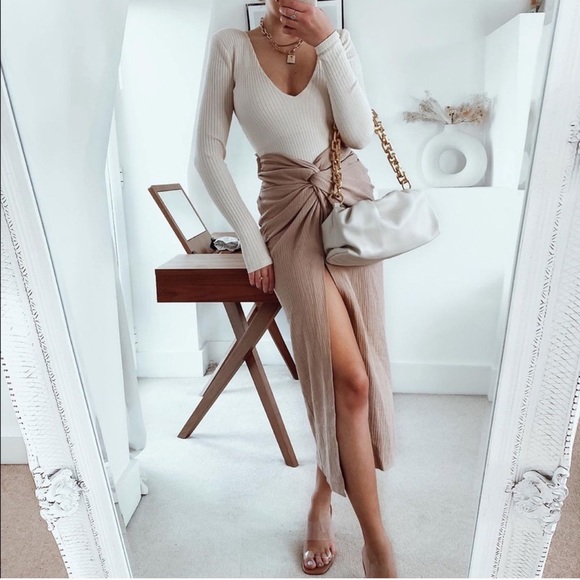 ZARA Textured Knotted Midi Skirt - Picture 3 of 13